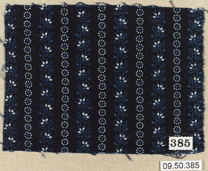 Cataloged Indigo Patterned Fabric Swatch