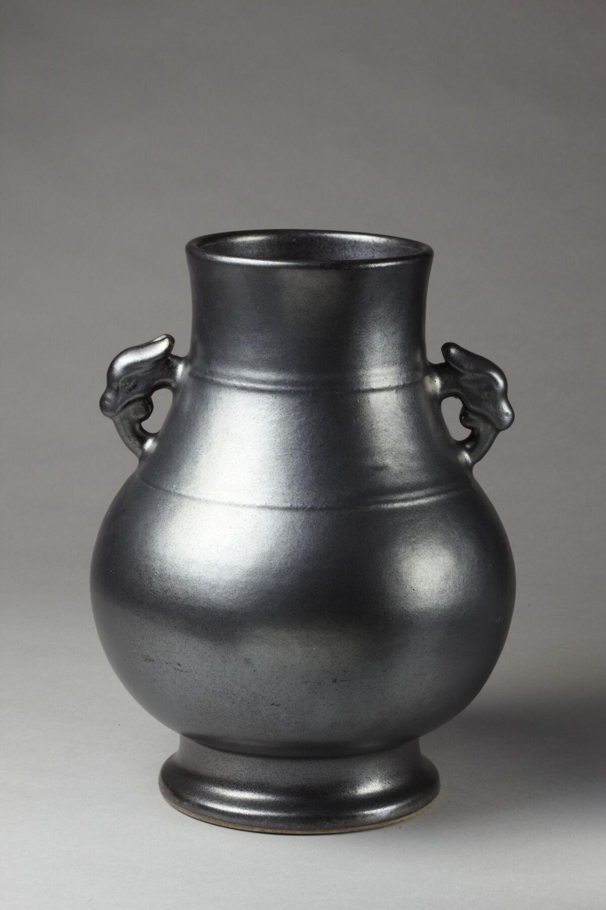 Black Glazed Double-ear Porcelain Vase