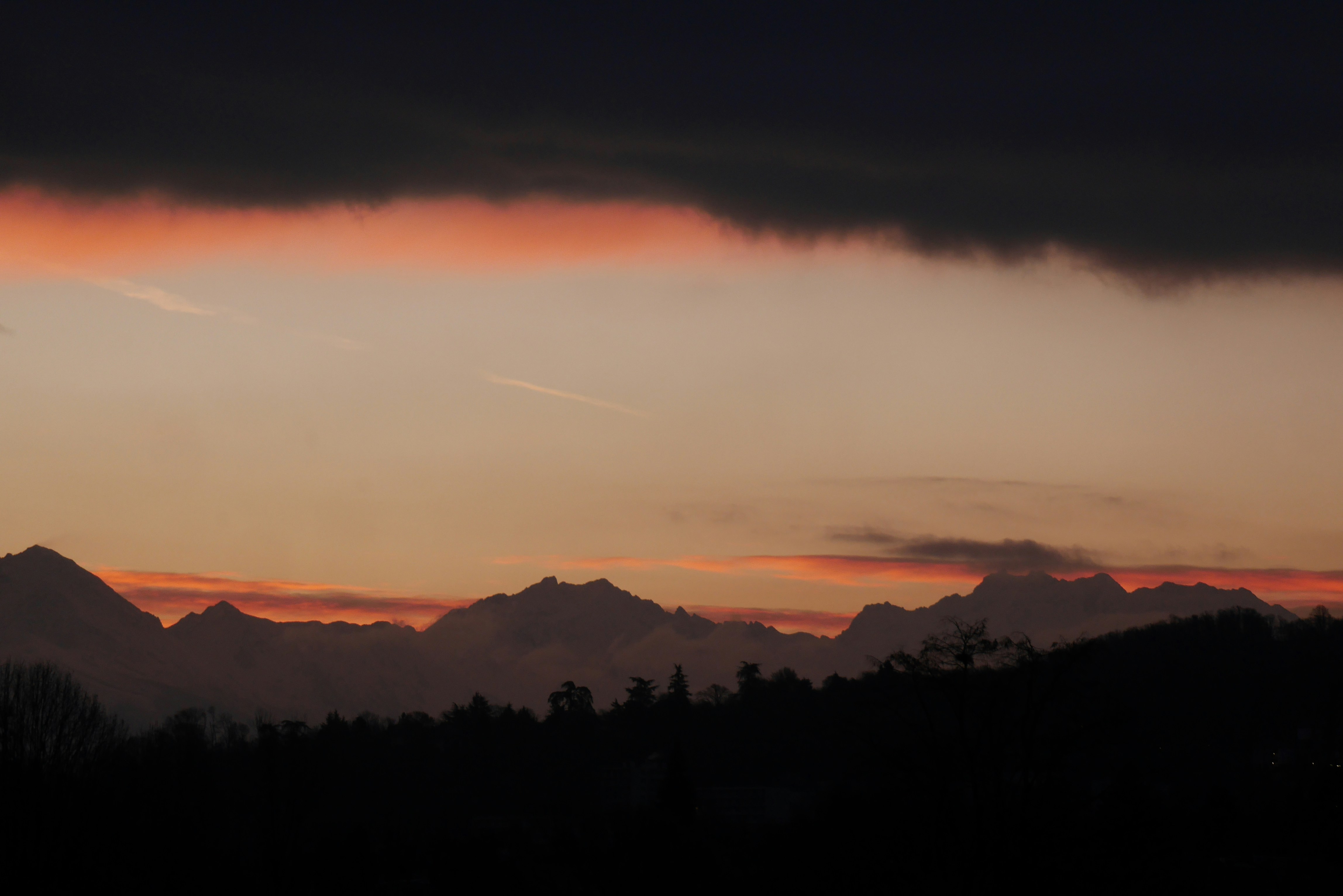 Mountain Range Silhouette at Sunset
