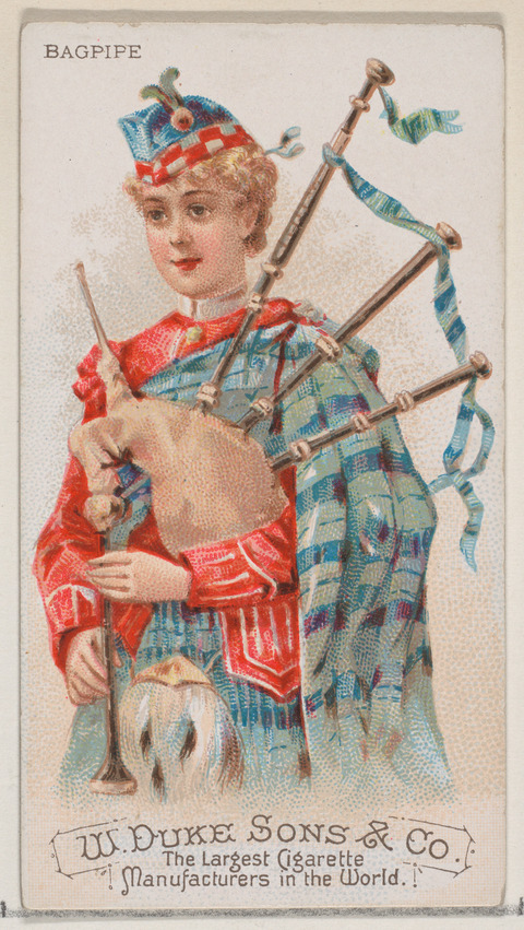 Woman With Bagpipe Vintage Cigarette Card