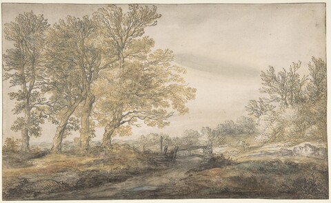 Wooded Landscape with Wooden Bridge