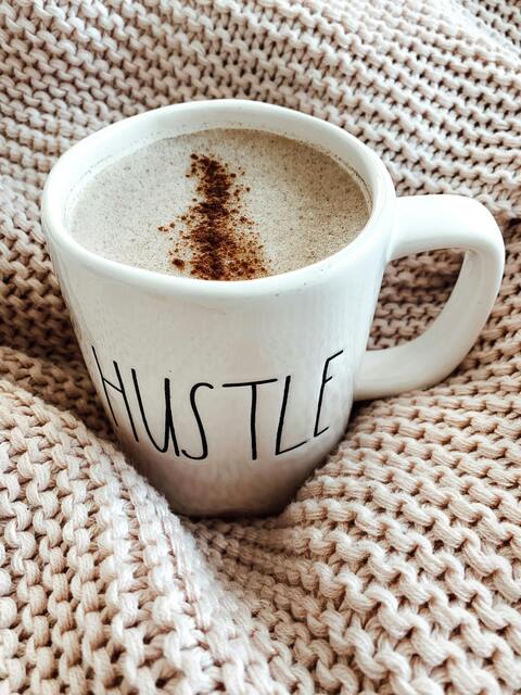 Hustle Mug With Warm Frothy Drink