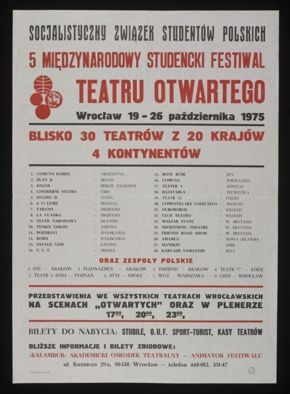 1975 Polish Open Theatre Festival Poster