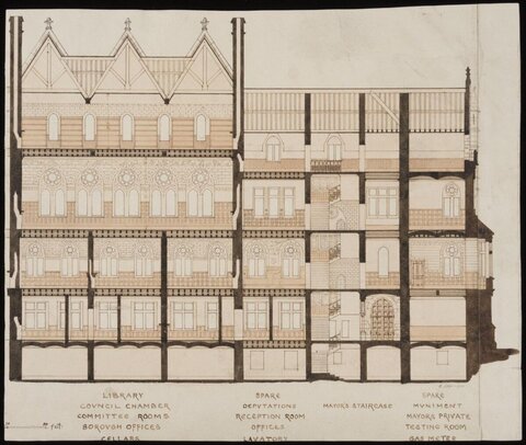 Historic Municipal Building Section Drawing