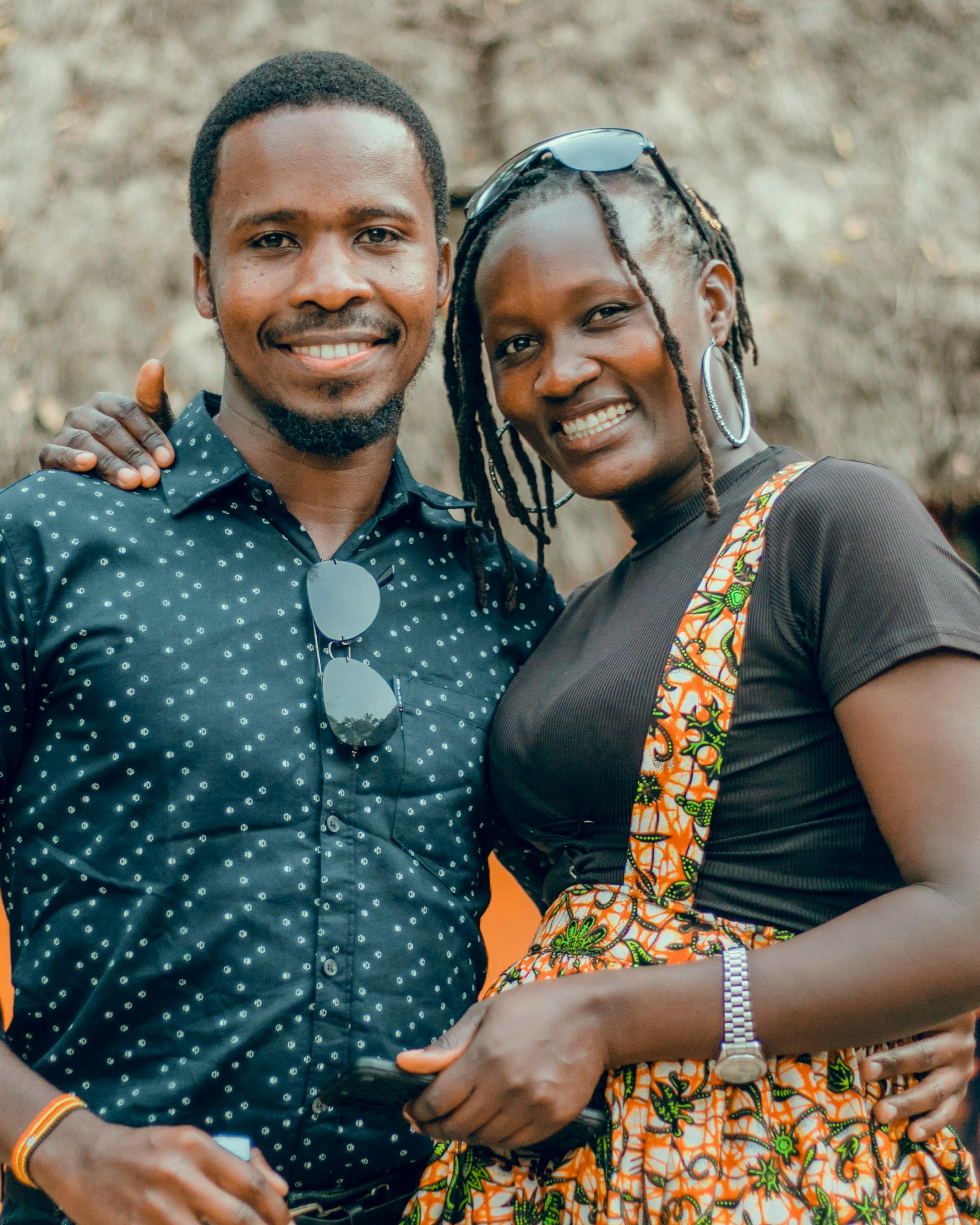 Smiling Black Couple Posing Together