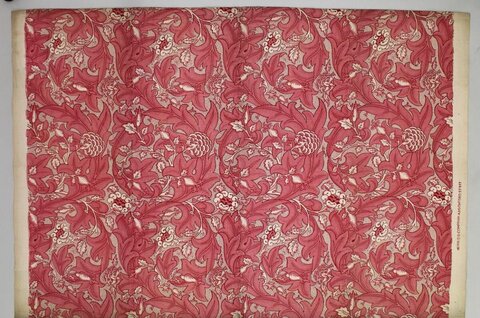 Vintage Red Floral Patterned Fabric