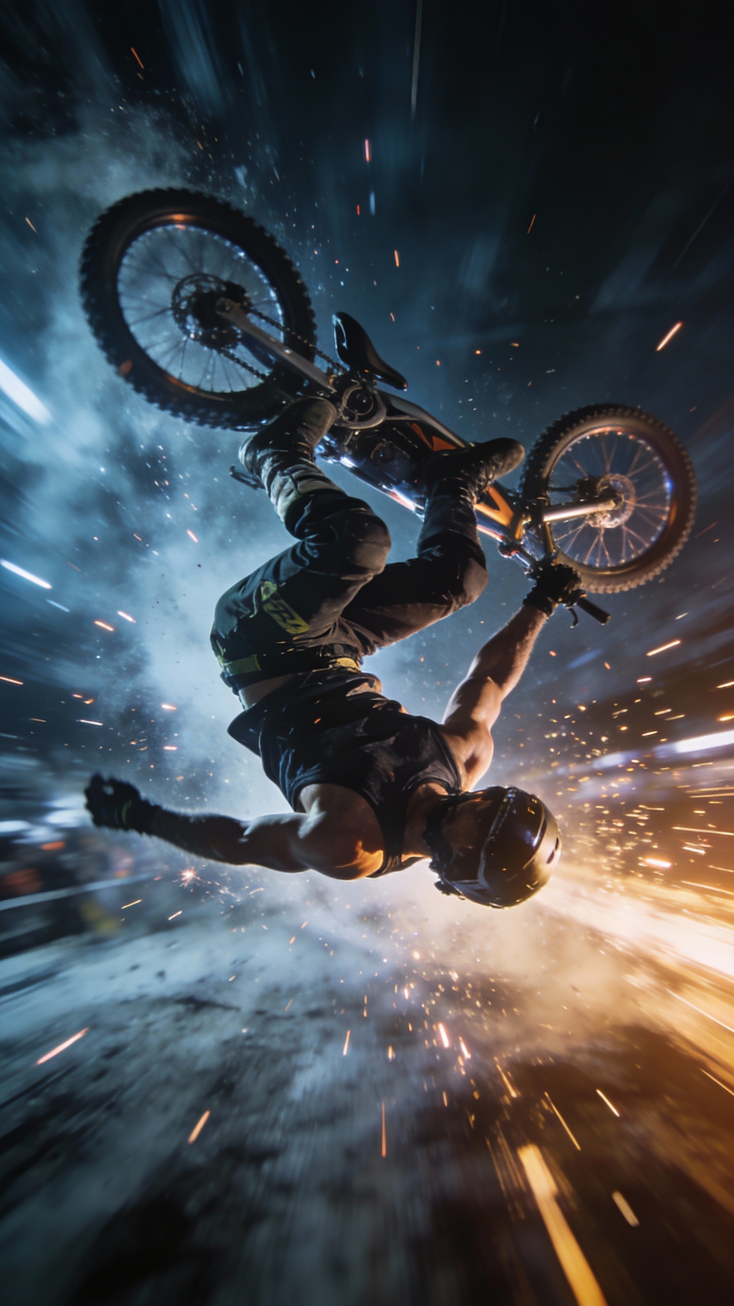Motocross Rider Mid-Air Backflip Trick
