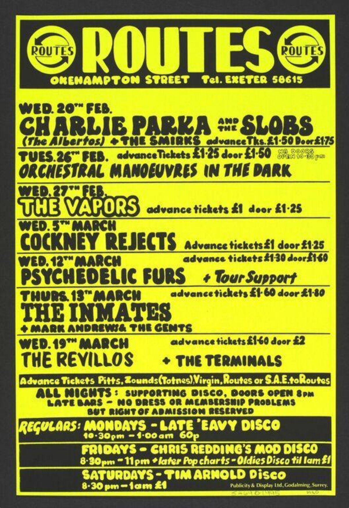 Vintage Routes Venue Gig Poster