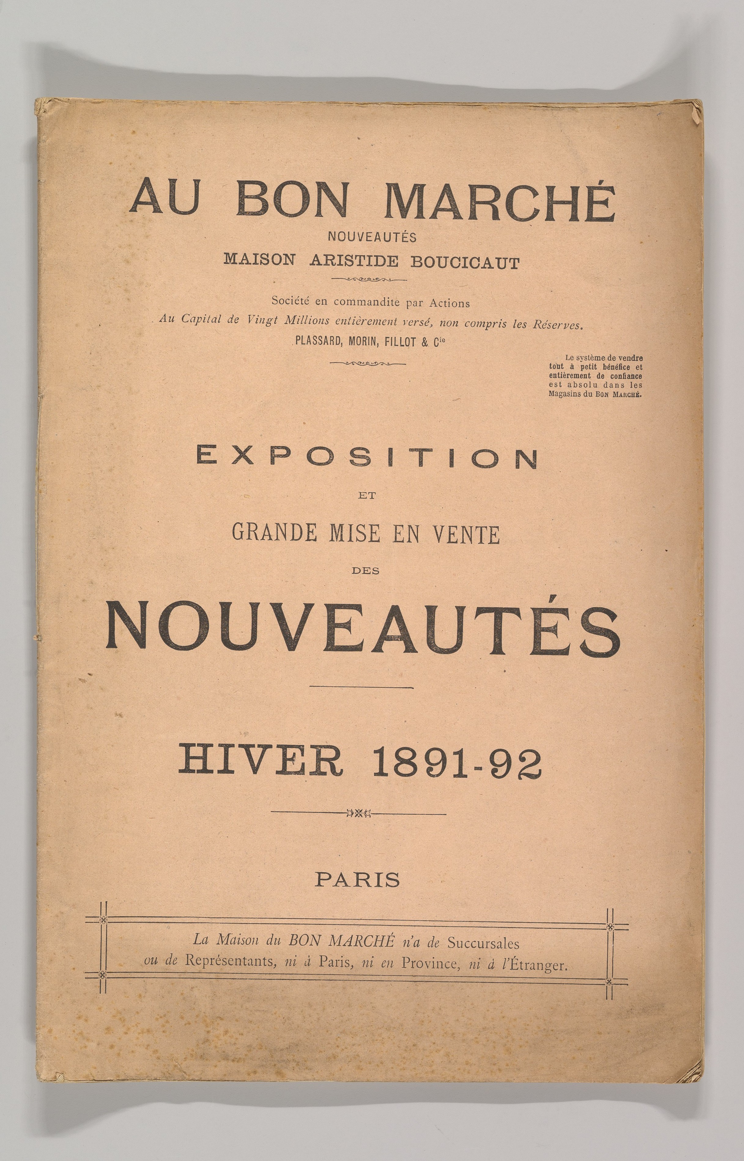 Au Bon Marché 1891-92 Catalog Cover