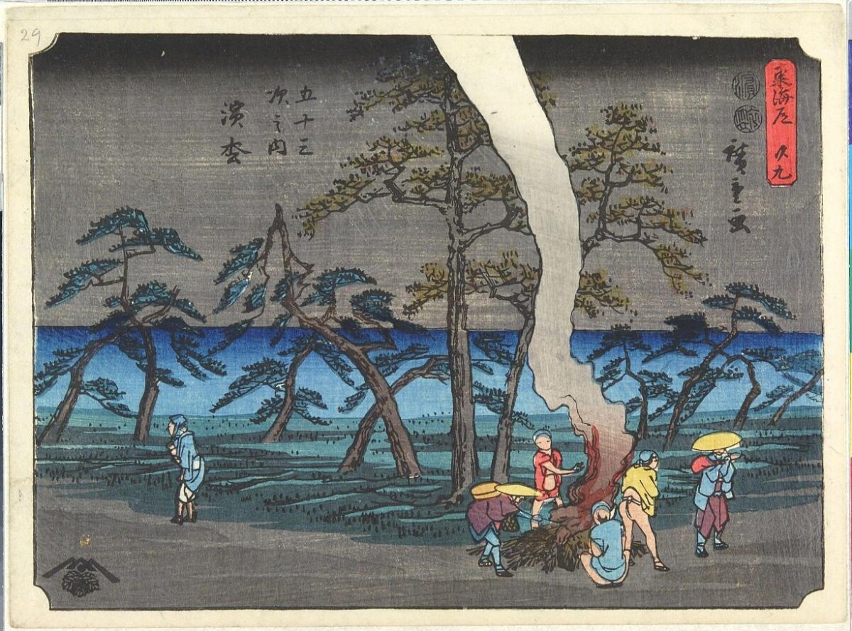 Japanese Ukiyo-e Coastal Travel Scene