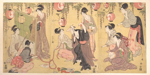 Japanese Ukiyo-e Women Gathering
