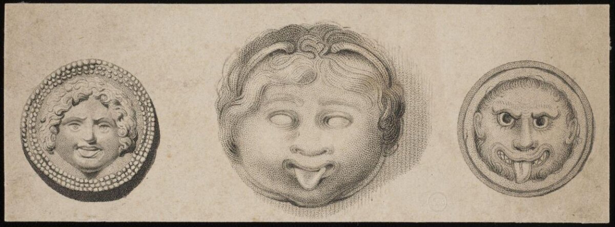 Three Grotesque Face Engravings
