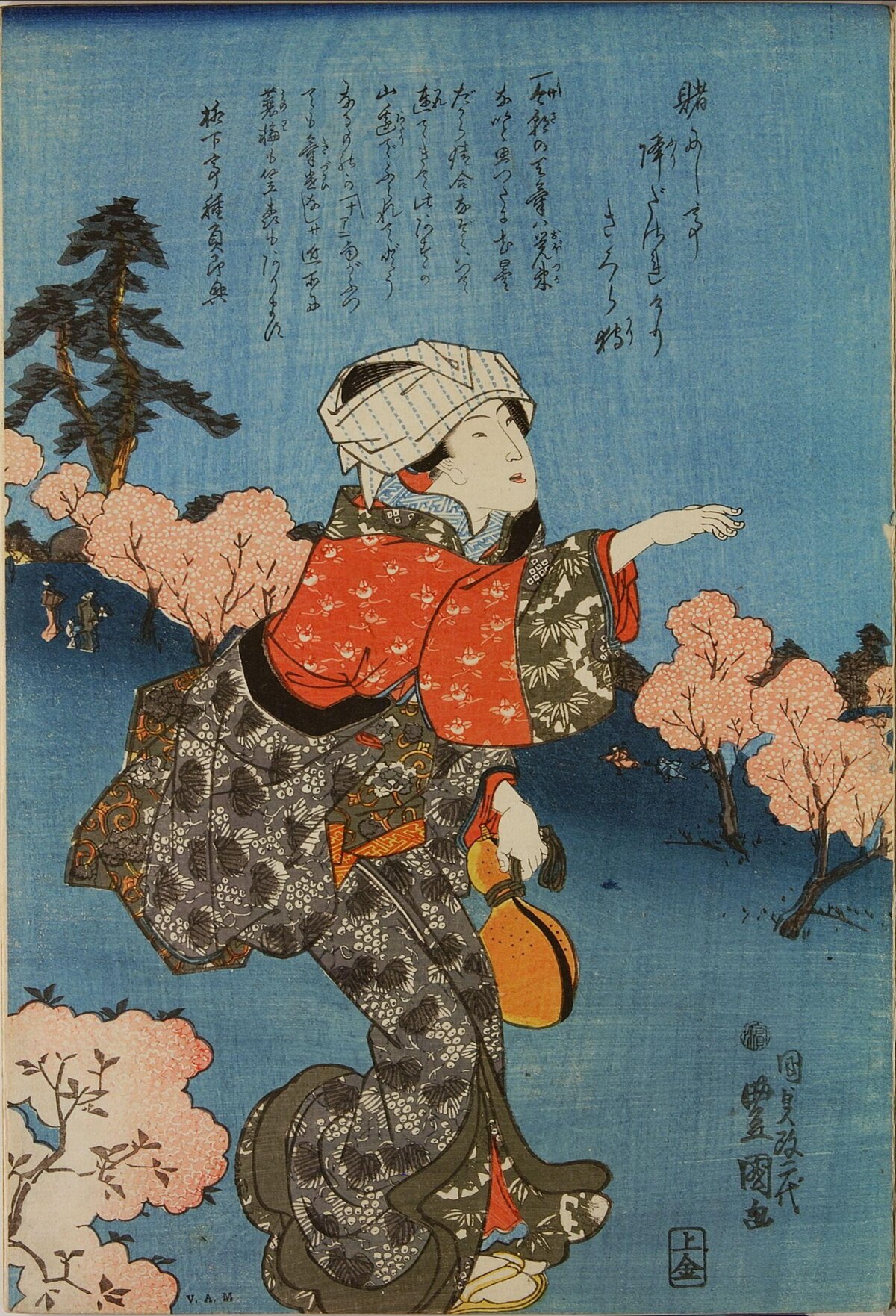 Ukiyo-e Woman Viewing Cherry Blossoms