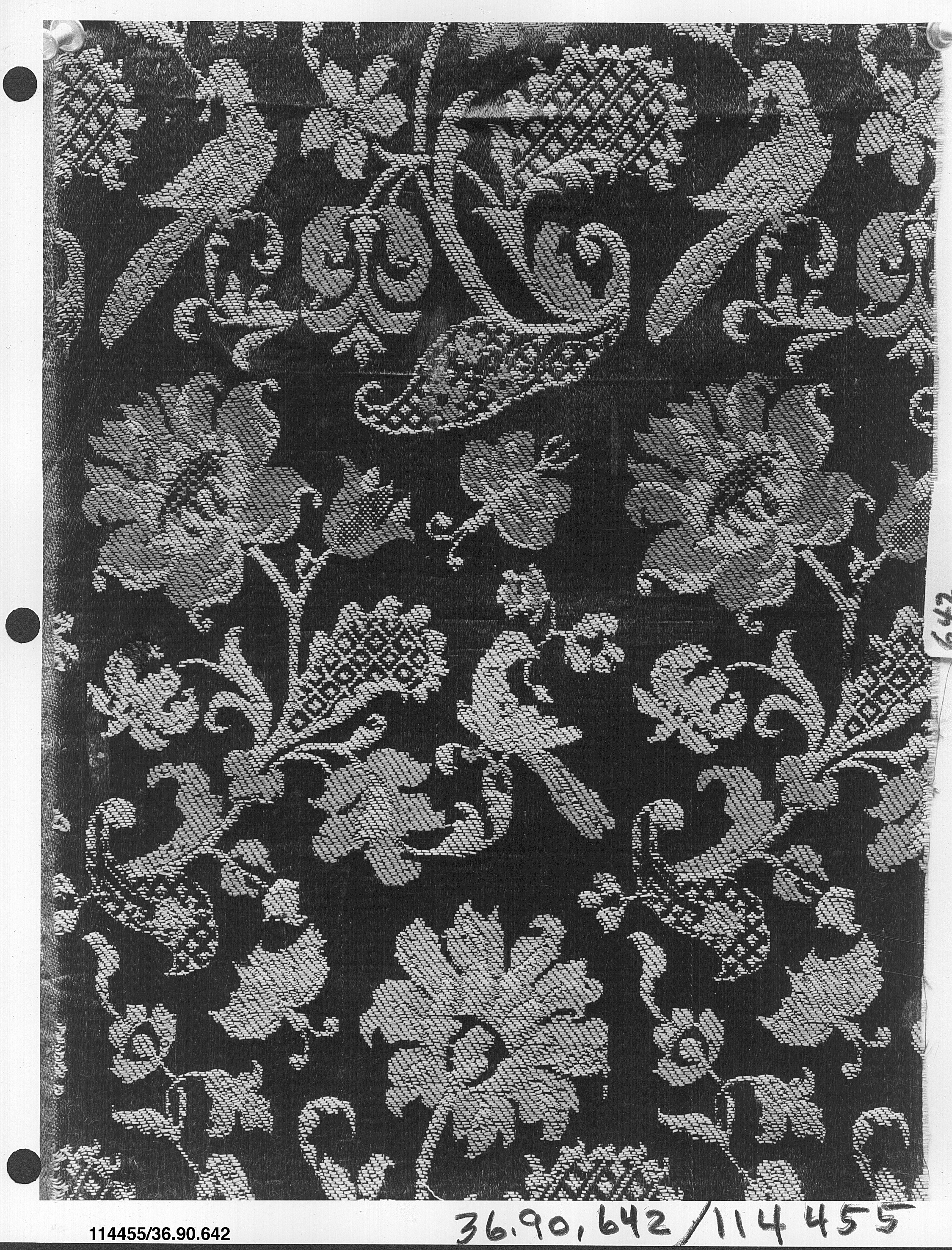 Antique Bird and Flower Woven Textile