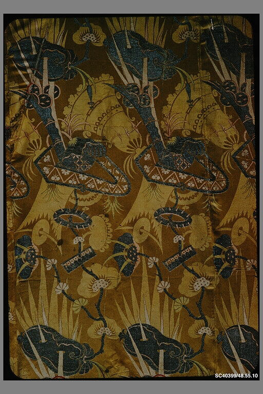 Antique Gold Floral Textile Fragment