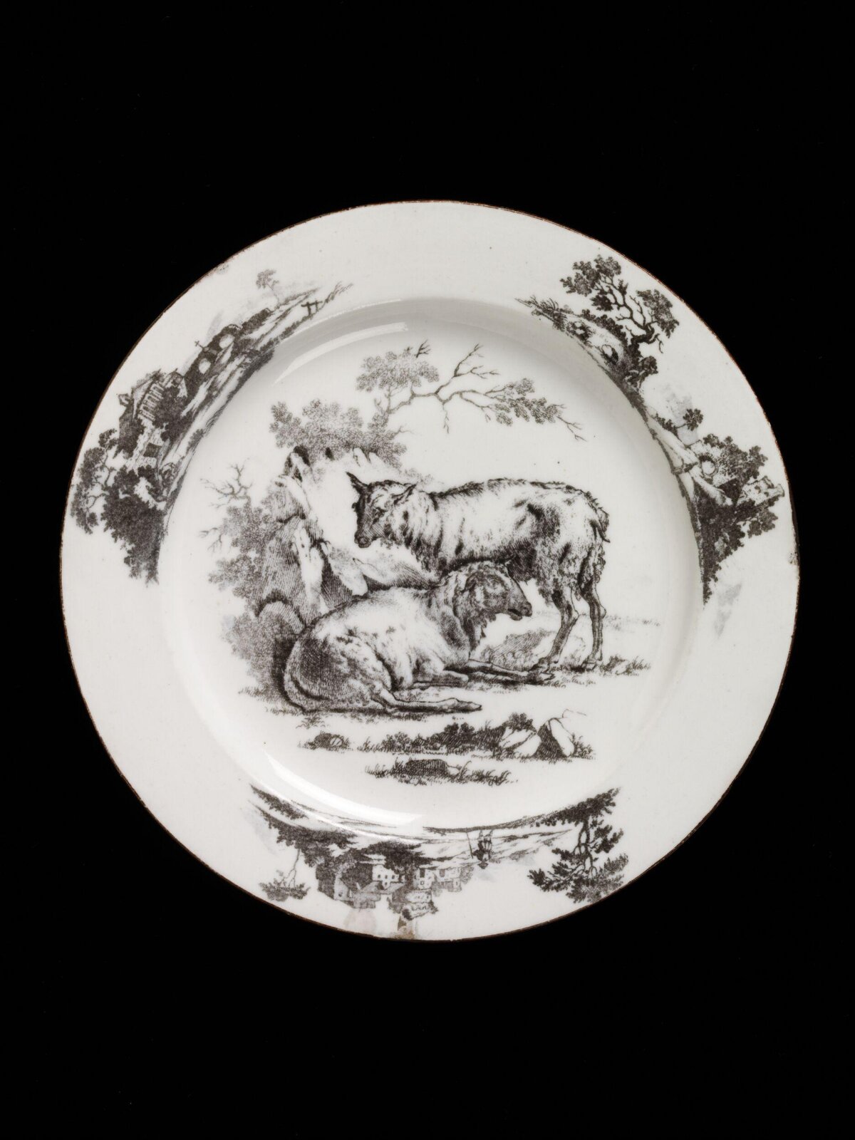 Porcelain Plate with Two Sheep