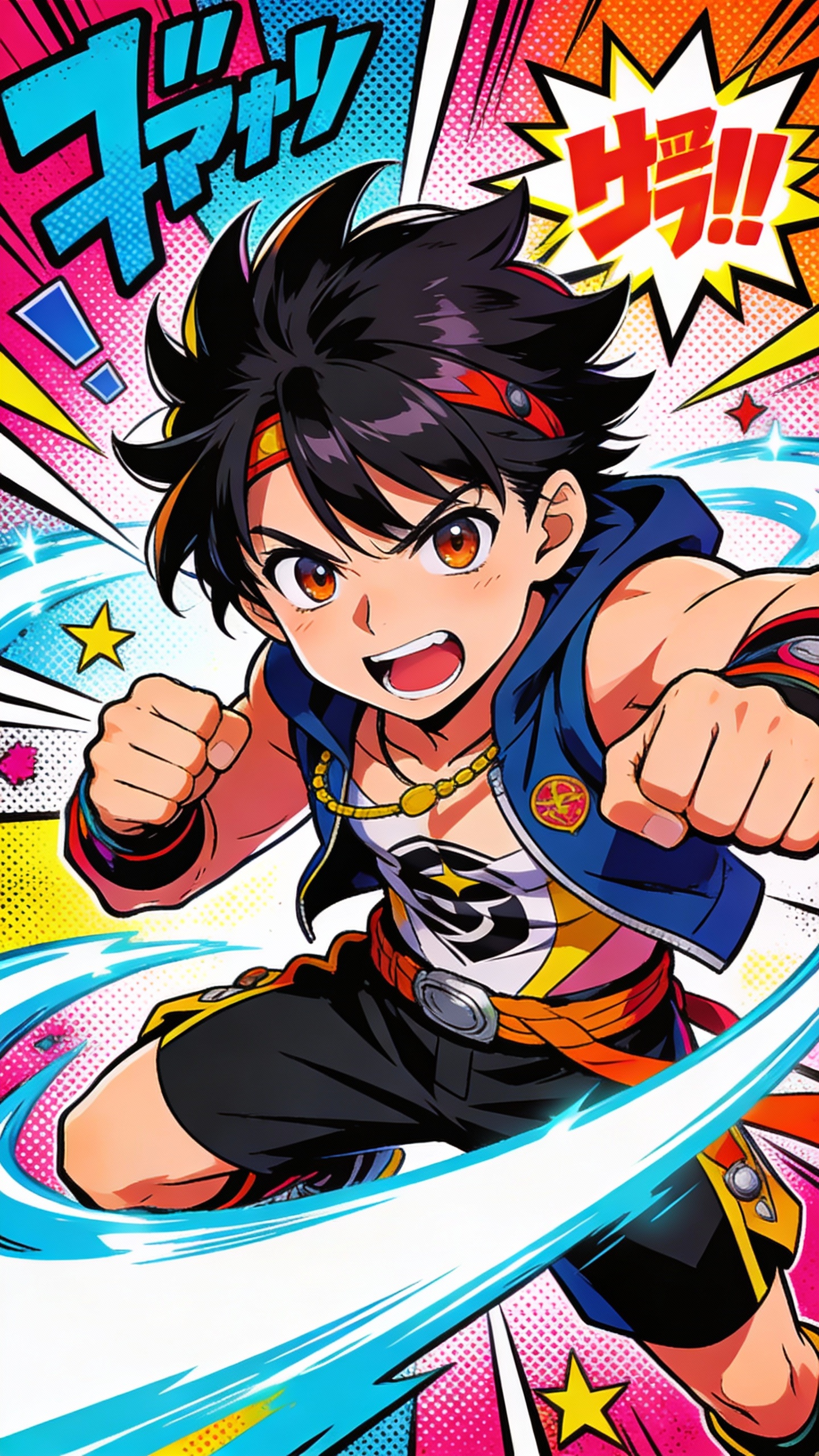 Comic Style Anime Fighting Boy