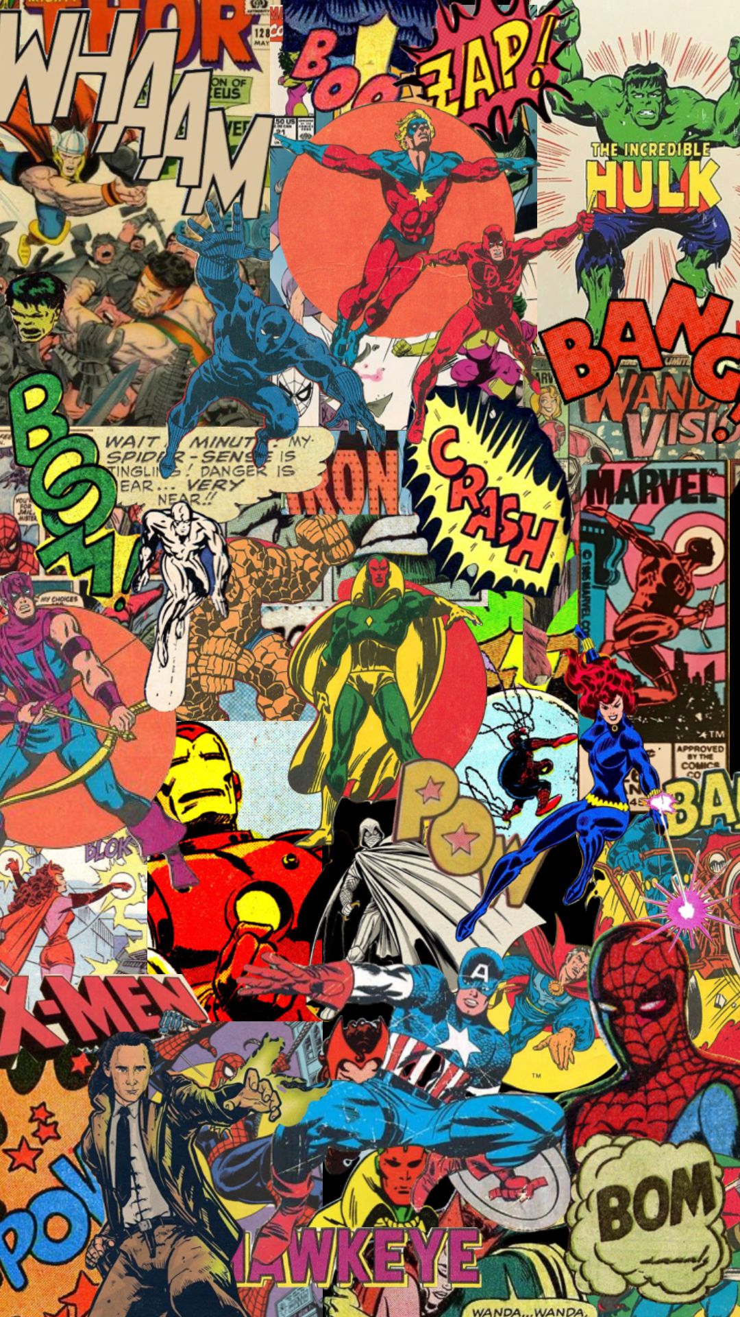 Vintage Marvel Superhero Comic Collage