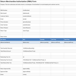 Return Merchandise Authorization (RMA) Form