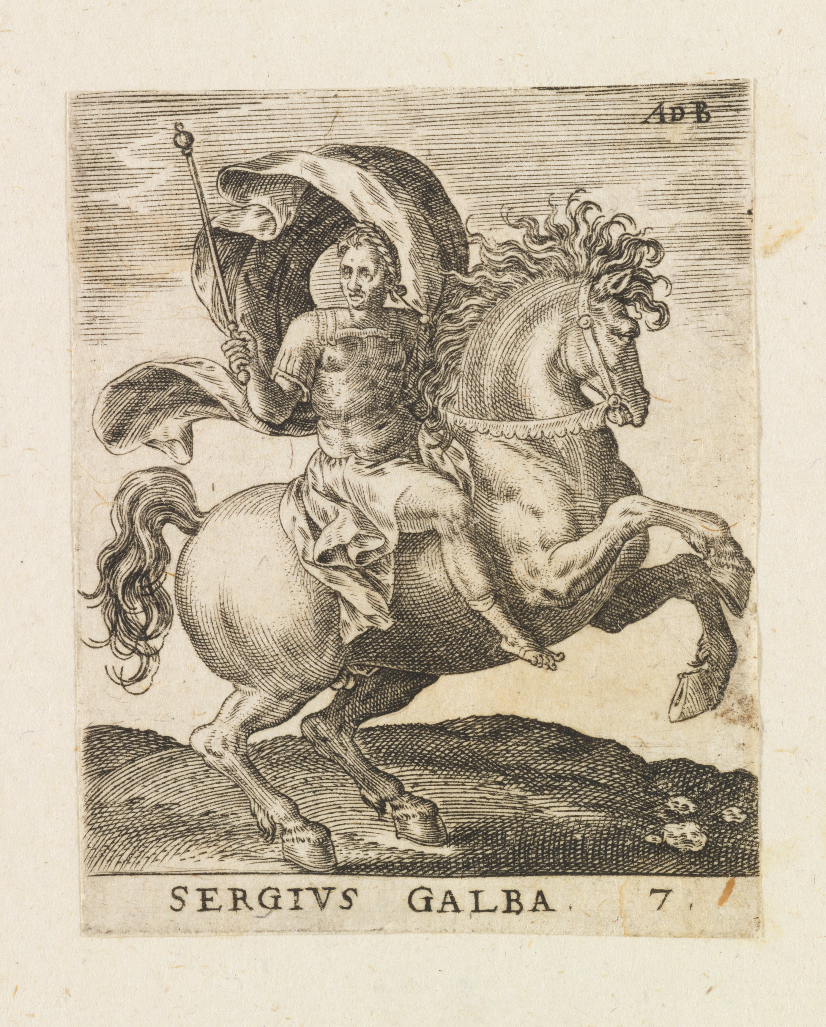 Etching of Sergius Galba on Horseback