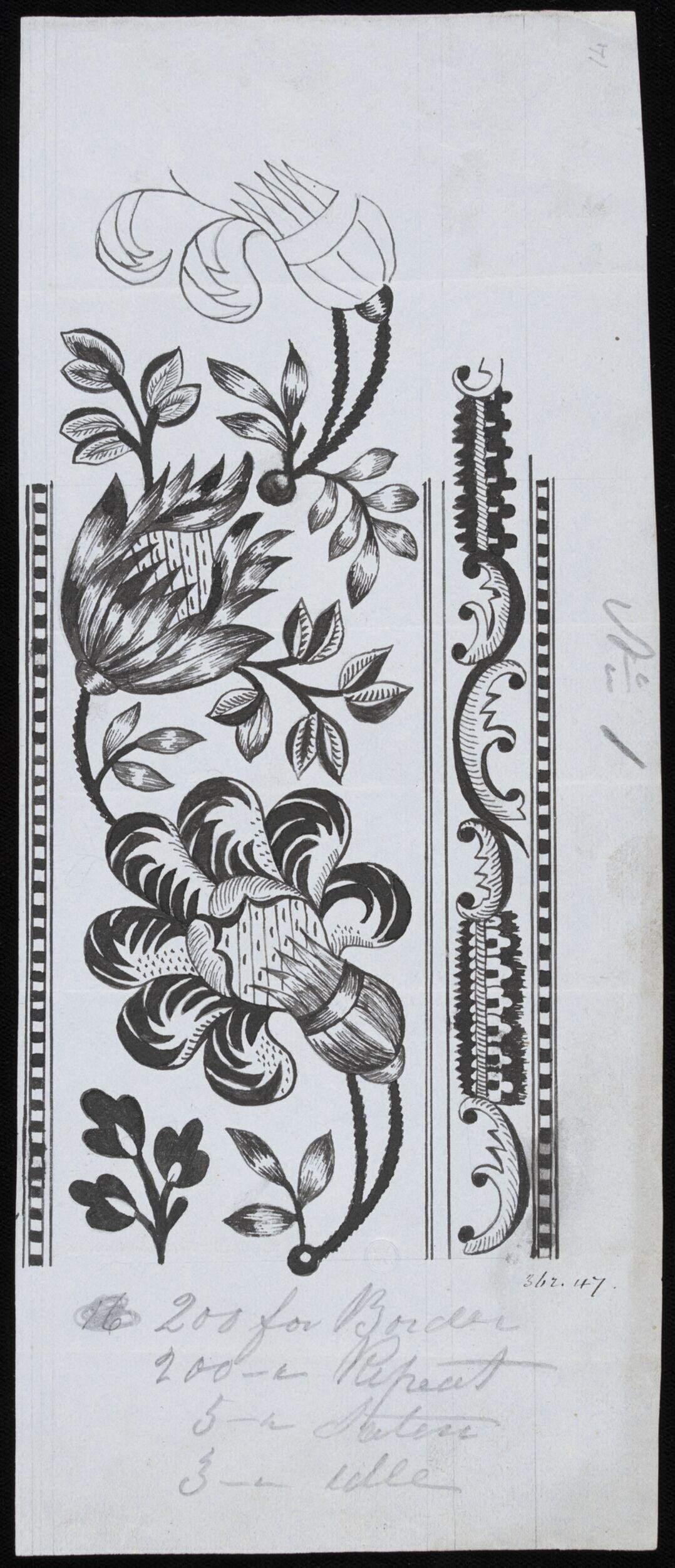 Vintage Floral Textile Border Design