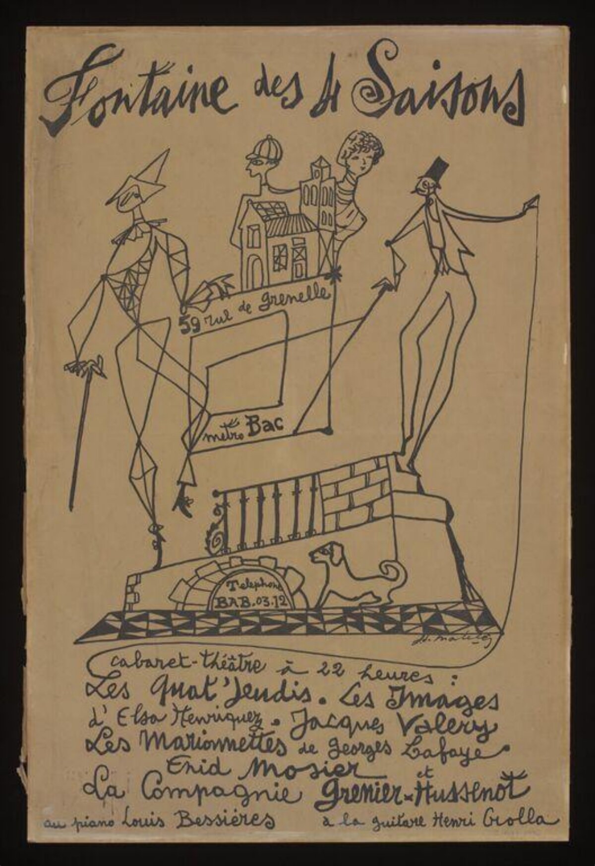 Vintage Hand-drawn French Cabaret Poster