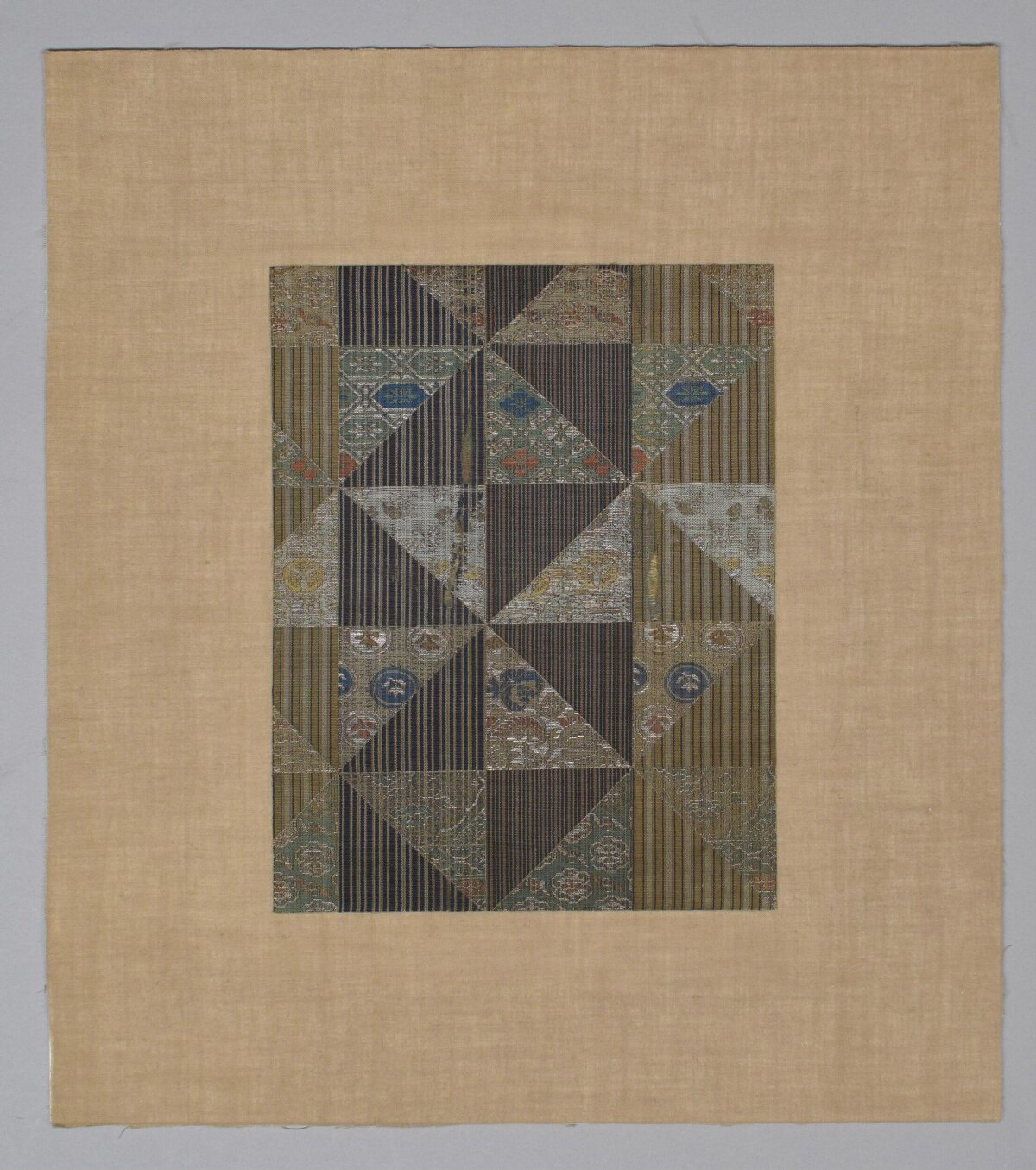 Mounted Antique Patchwork Woven Textile