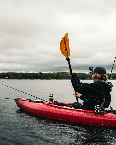 Kayak Fishing on Overcast Lake