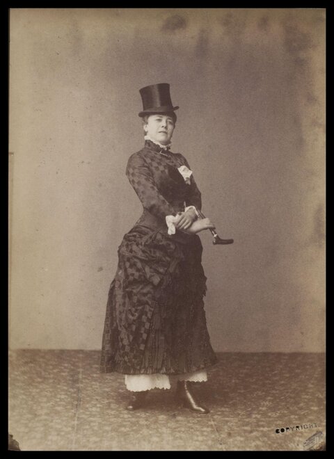Vintage Studio Portrait of Woman in Top Hat