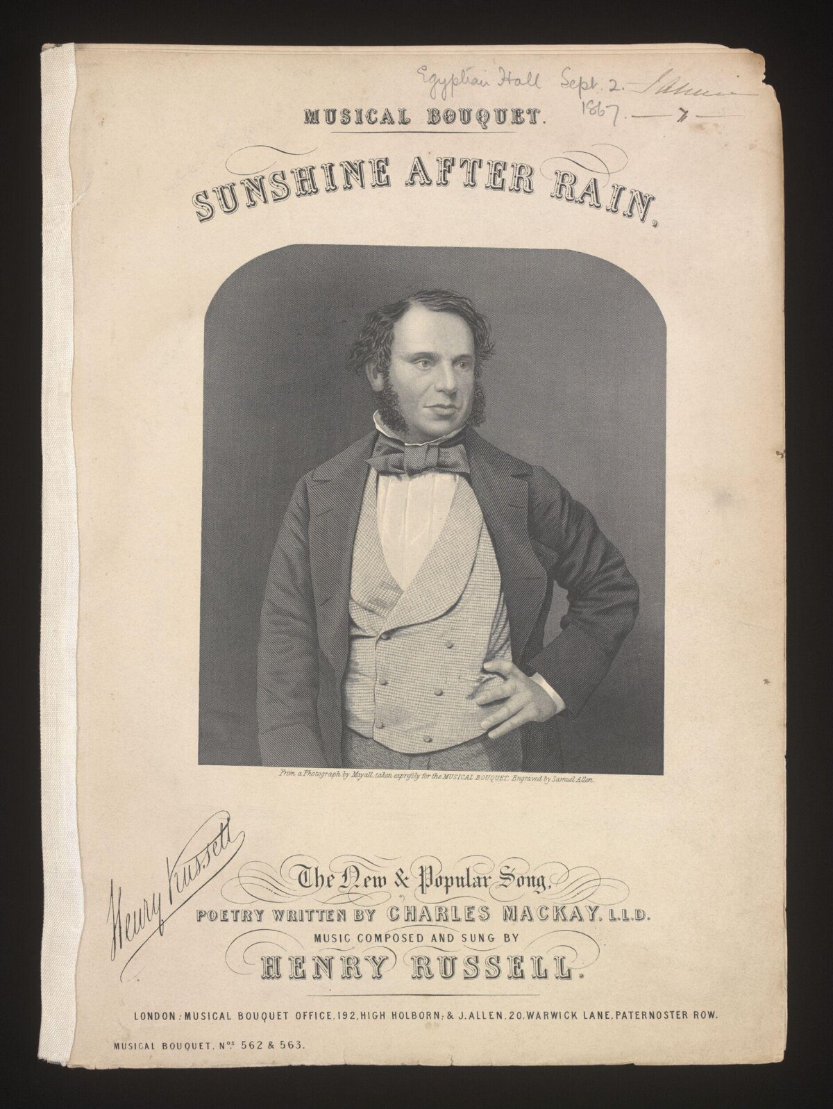 1867 Sunshine After Rain Sheet Music Cover