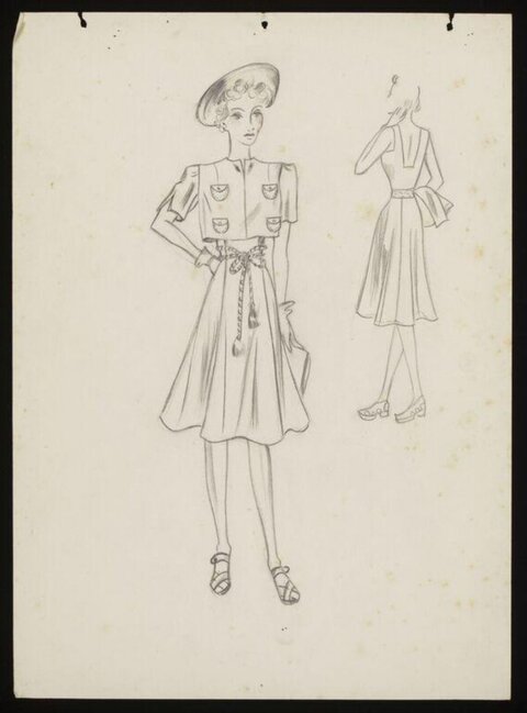 Vintage Women's Fashion Sketch