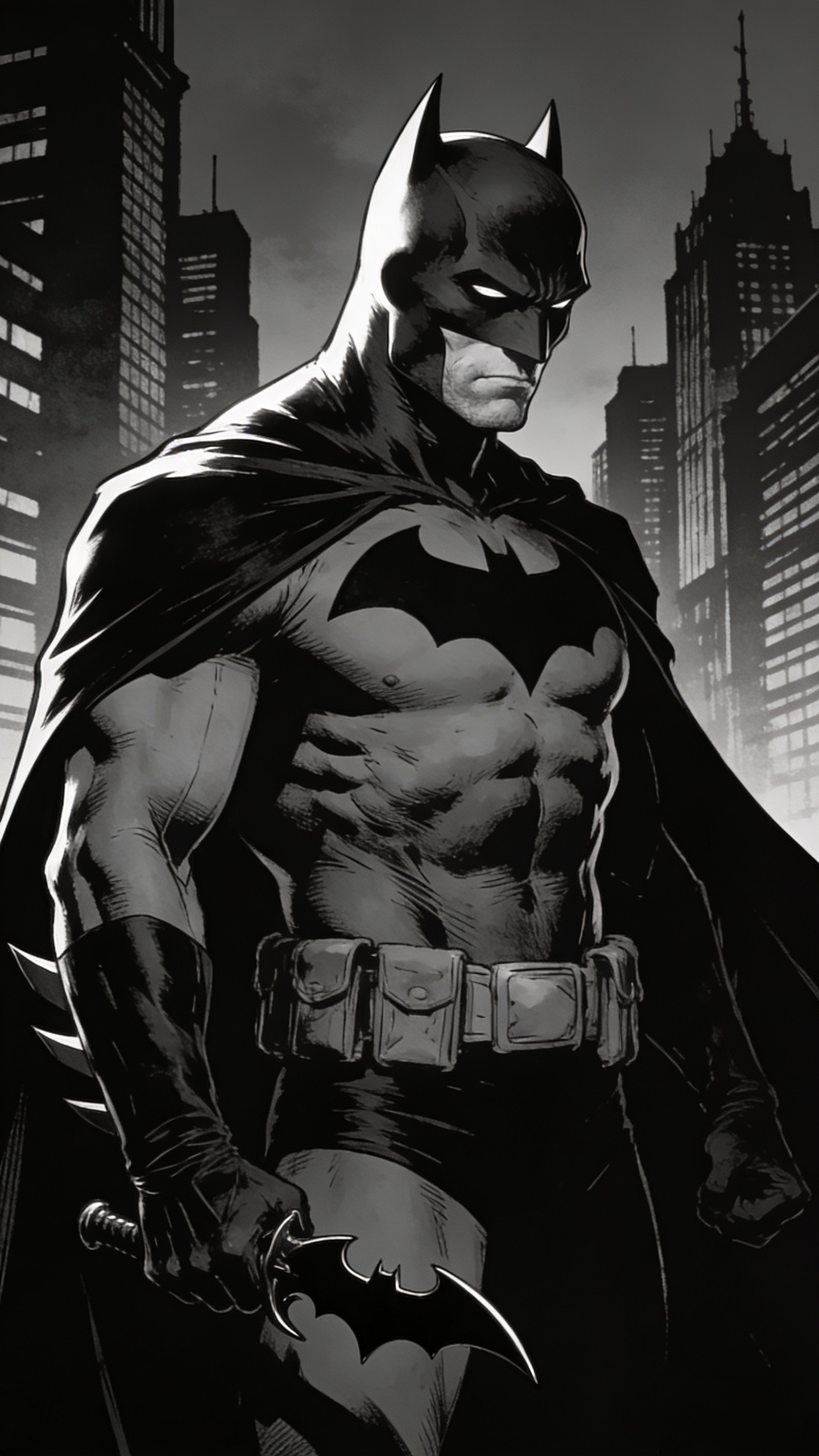 Batman Over Gotham City Skyline