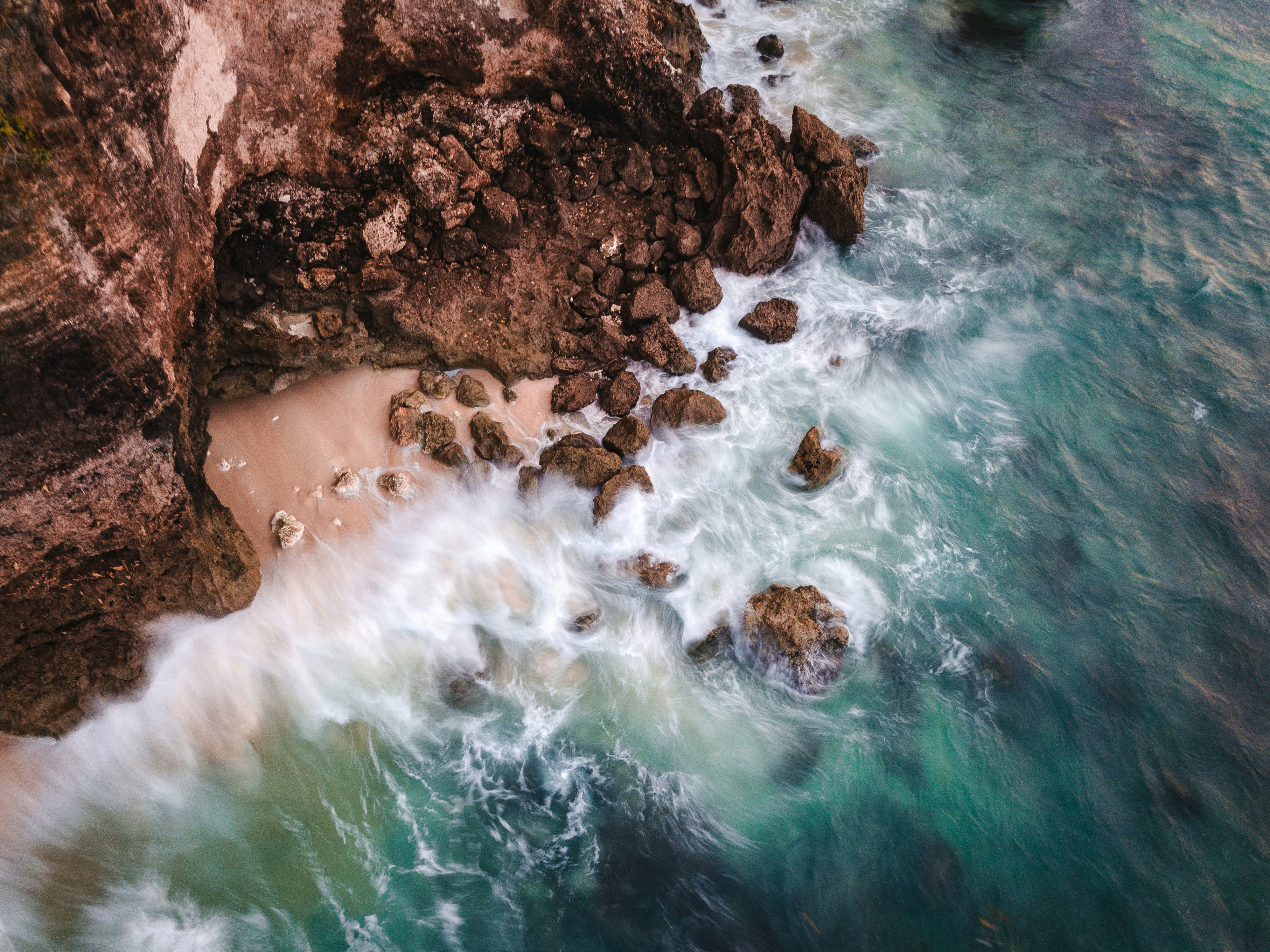 Aerial View of Rocky Coastal Cove
