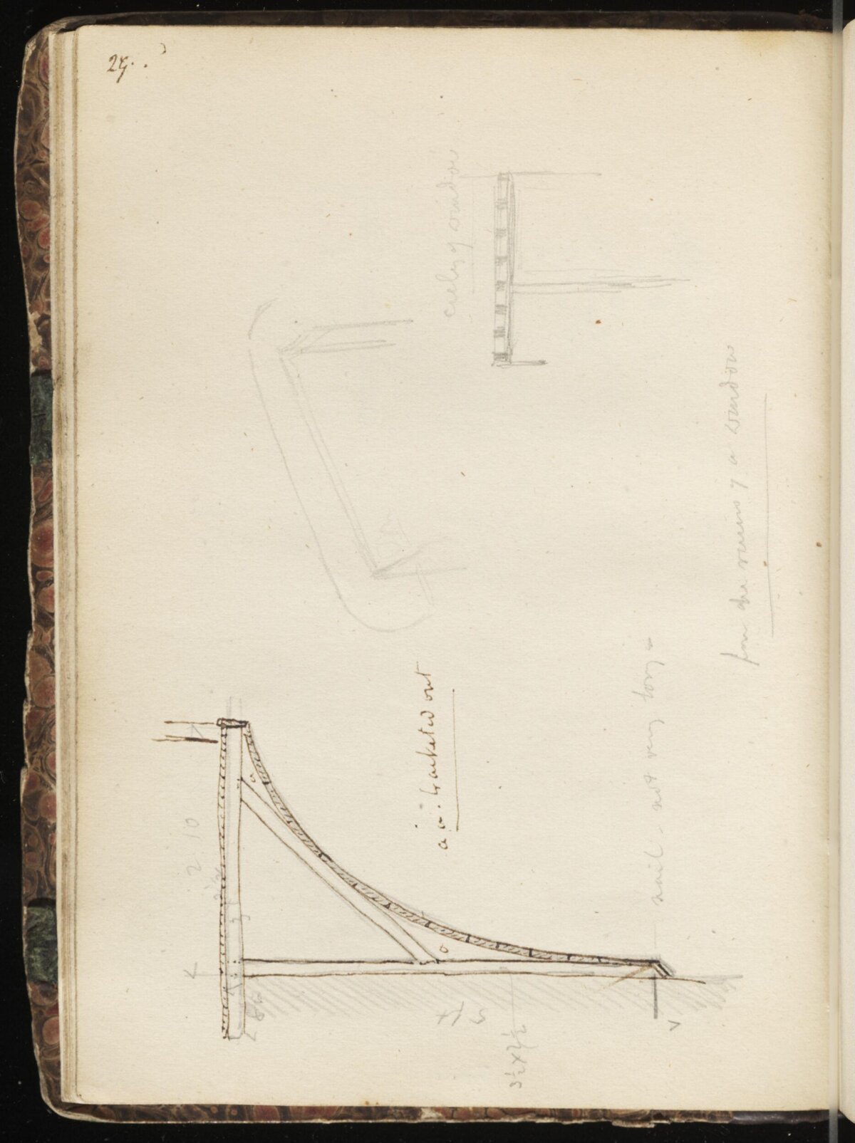 Hand-drawn Engineering Sketches on Old Notebook Page