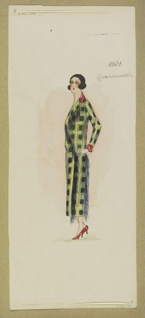 Vintage Check Dress Fashion Sketch