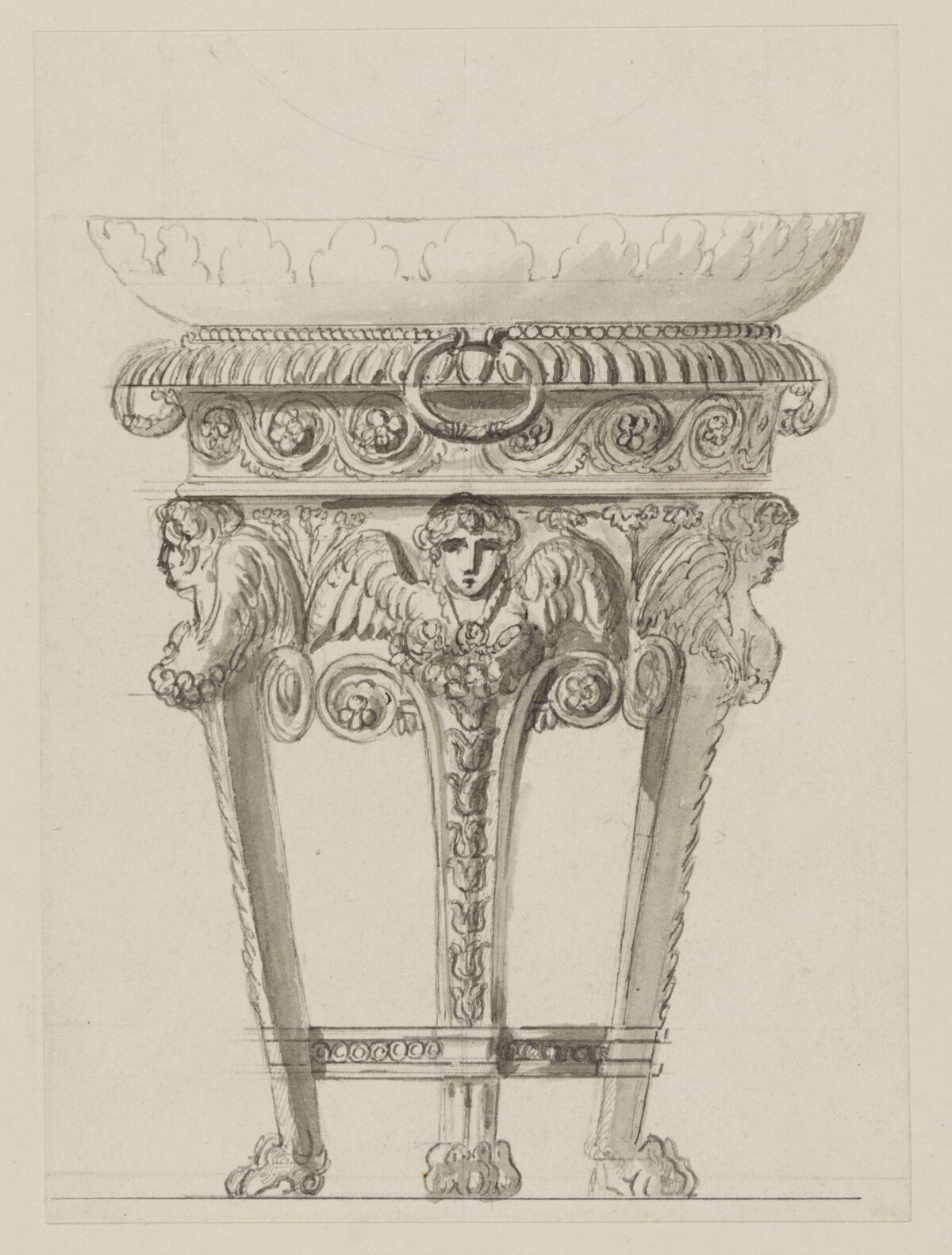 Ornate Carved Pedestal Design Sketch