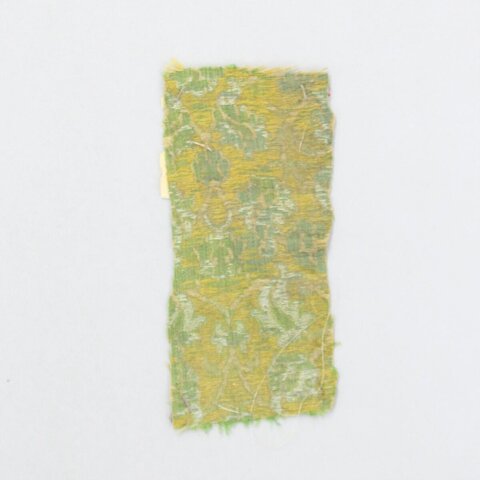 Yellow Green Patterned Antique Fabric Scrap