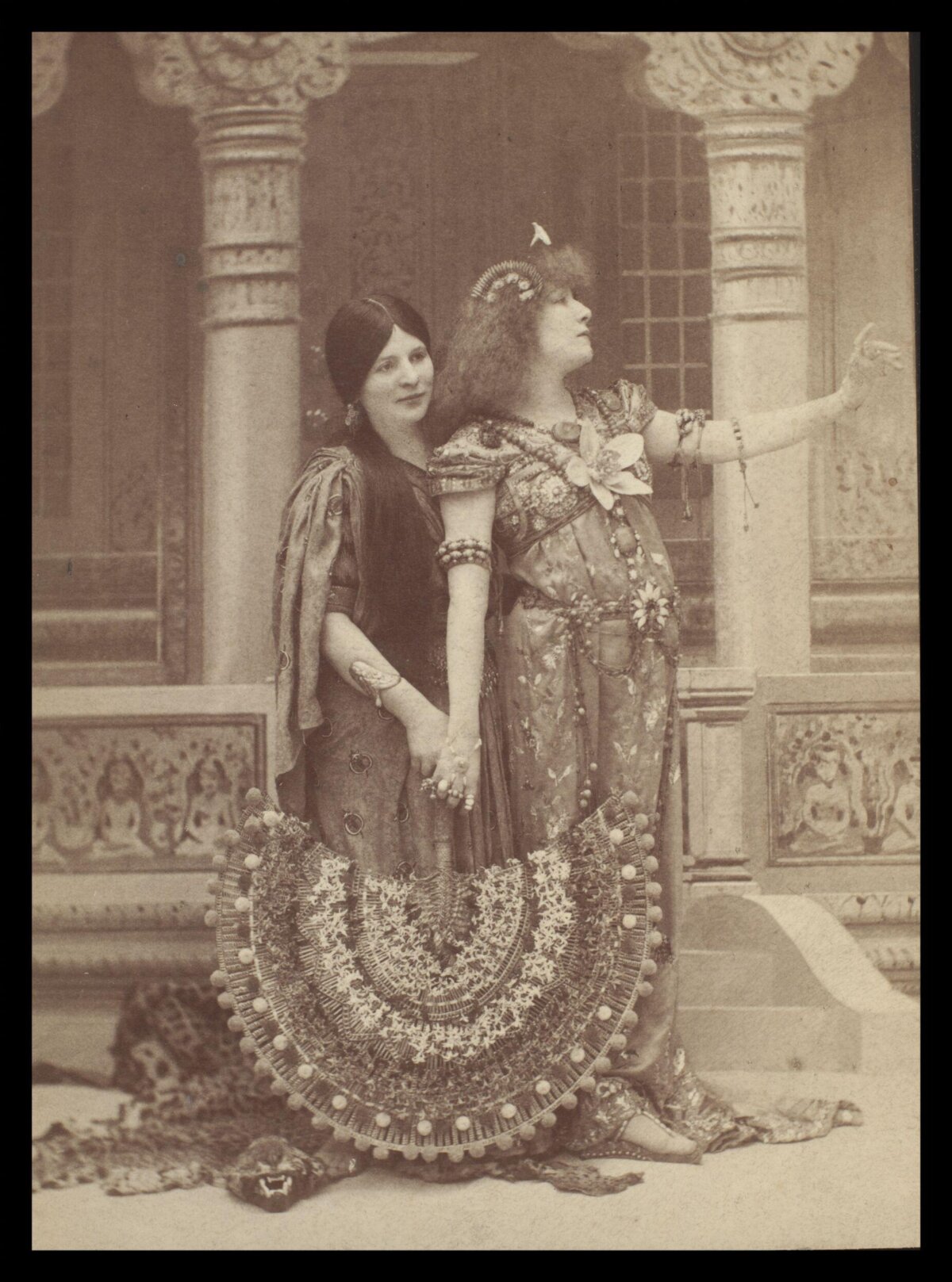 Two Women in Ornate Stage Costumes
