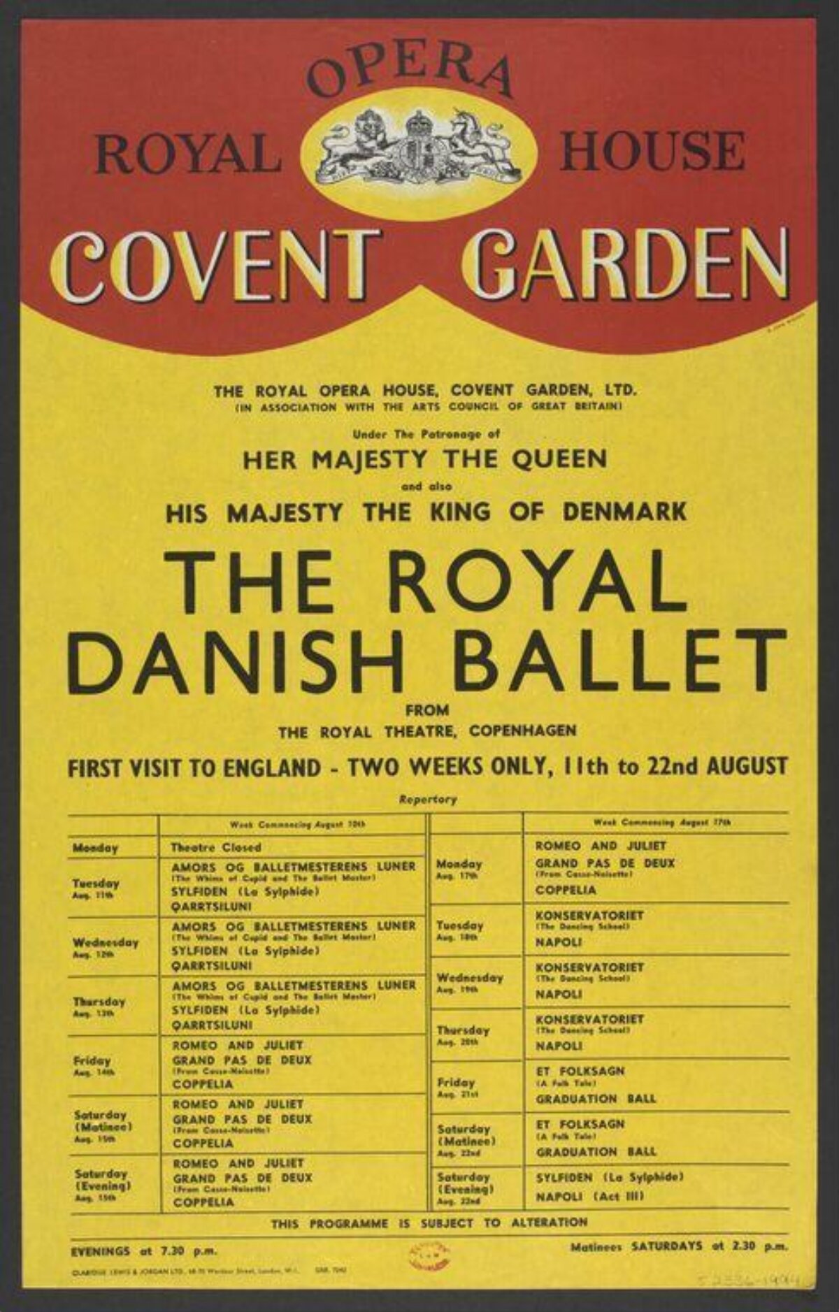 Royal Danish Ballet Covent Garden Poster