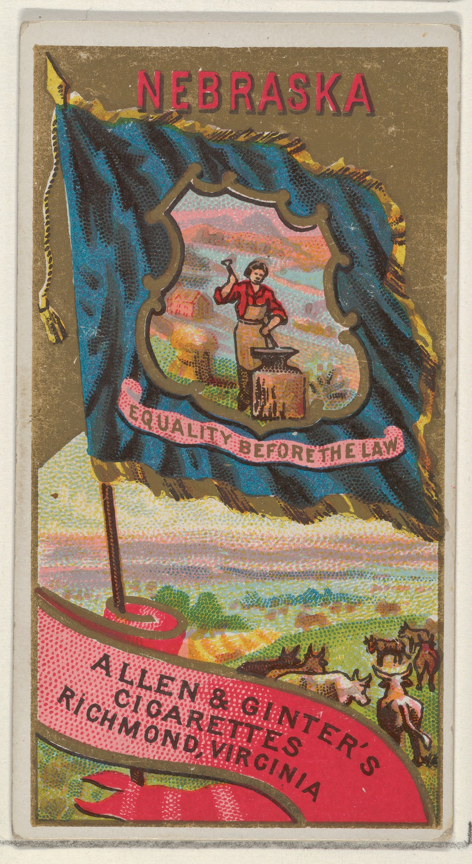 Vintage Nebraska Flag Cigarette Card