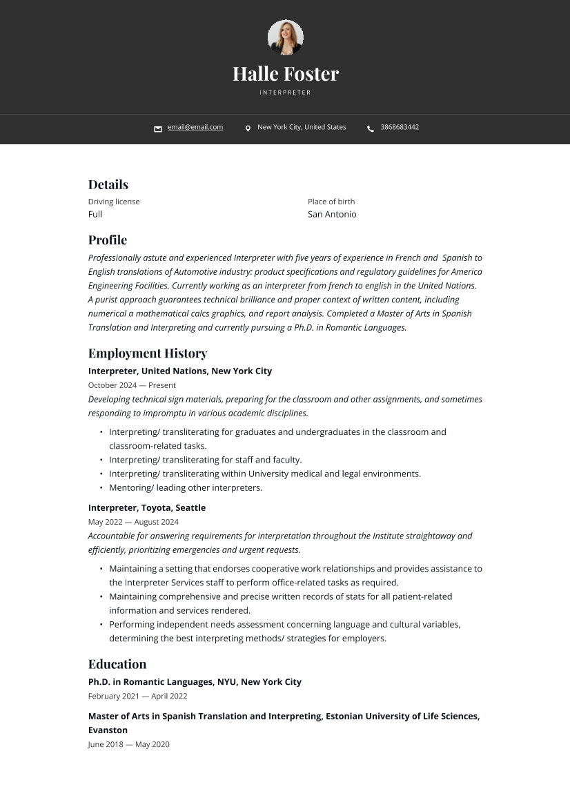 Interpreter Resume Samples & Guide_15