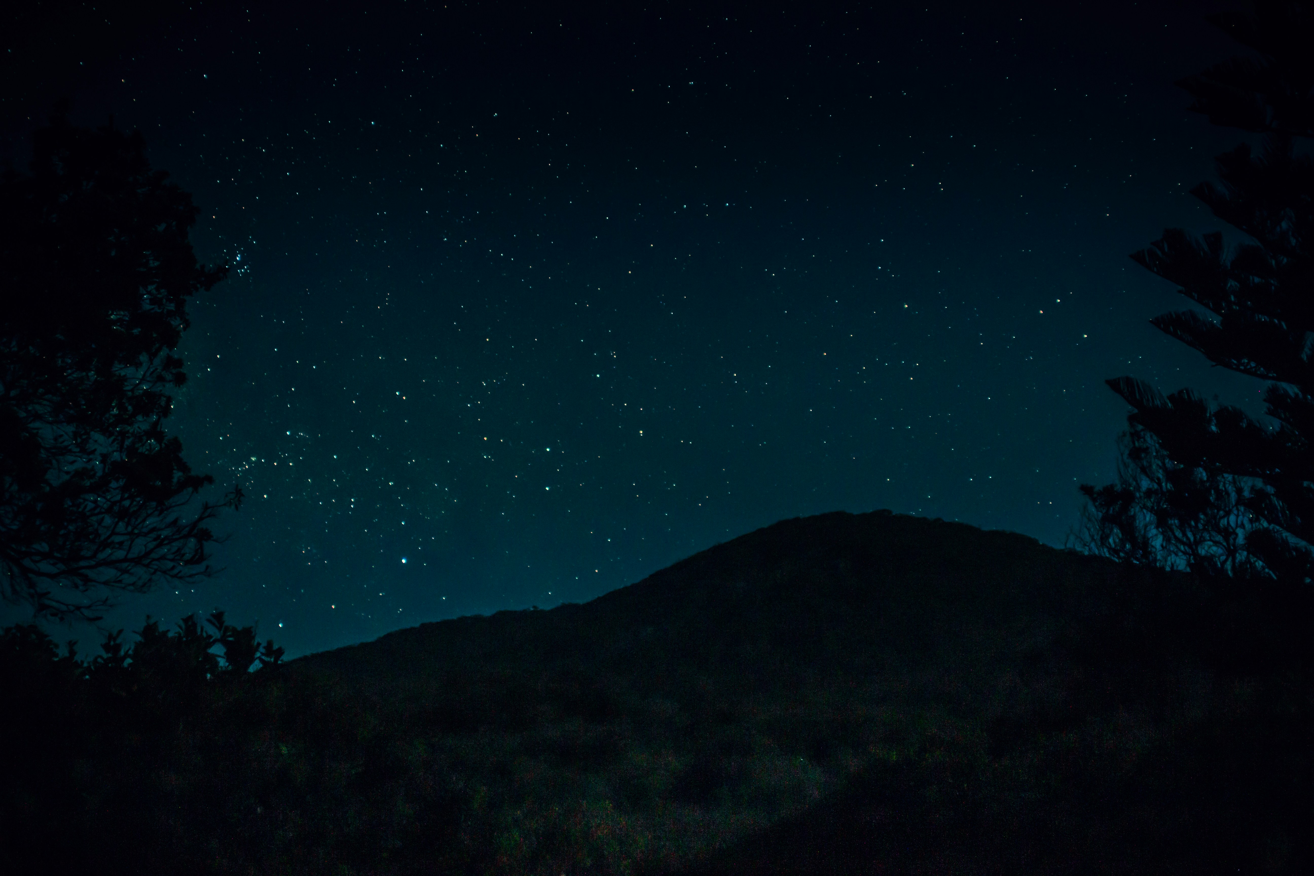 Mountain Hill Under Starry Night