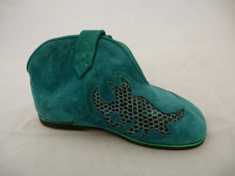 Teal Embroidered Suede Ankle Boot