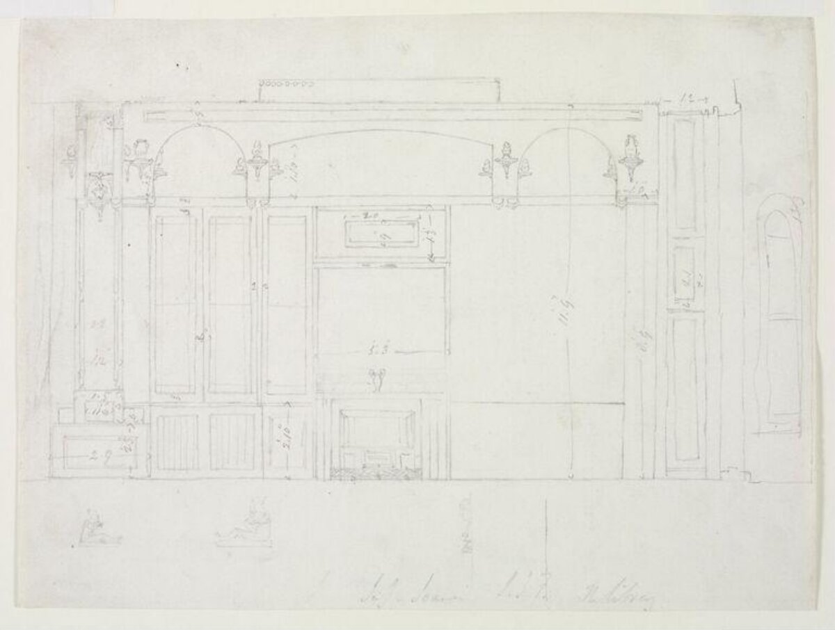 Hand-drawn Architectural Interior Elevation Sketch