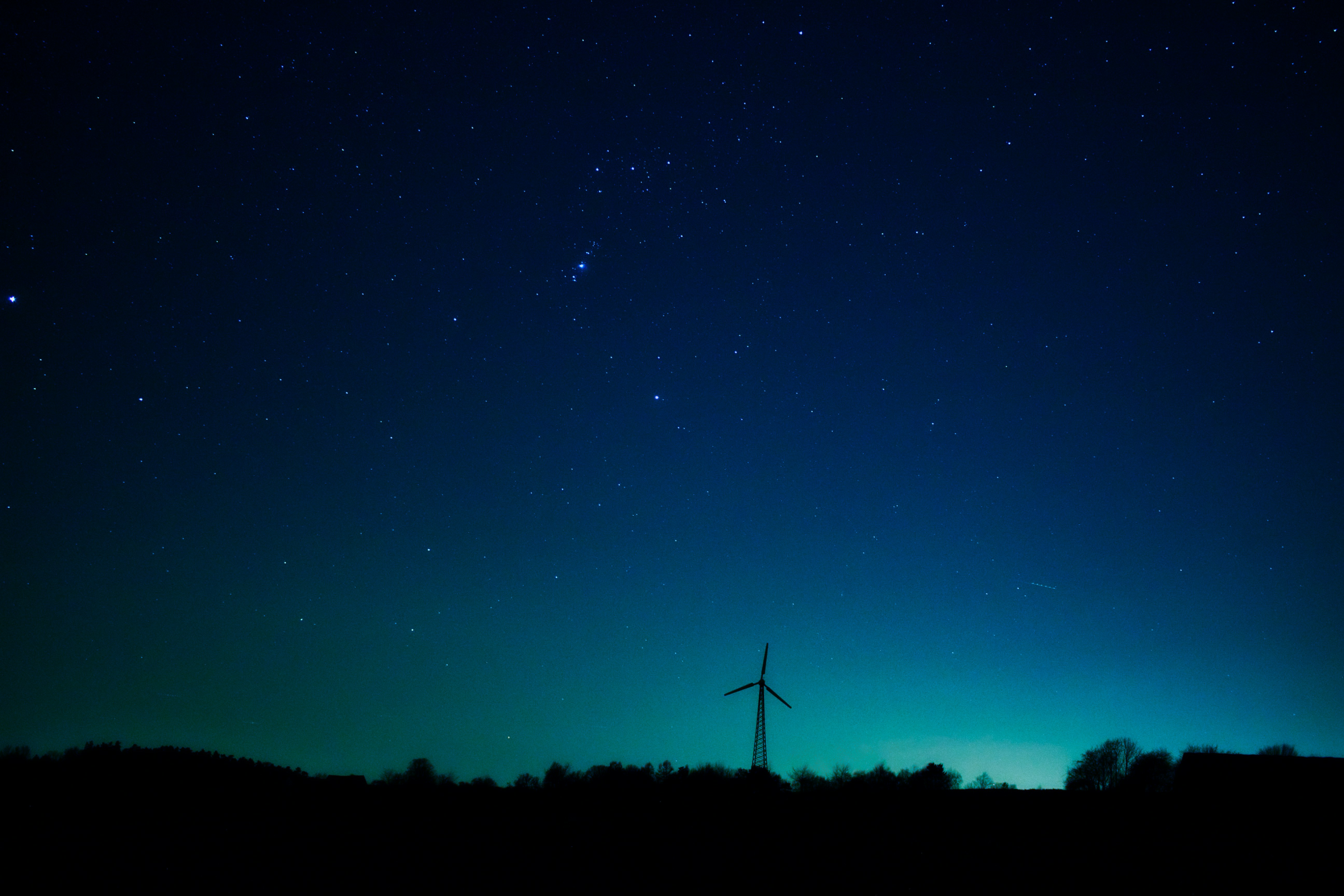 Starry Night with Wind Turbine