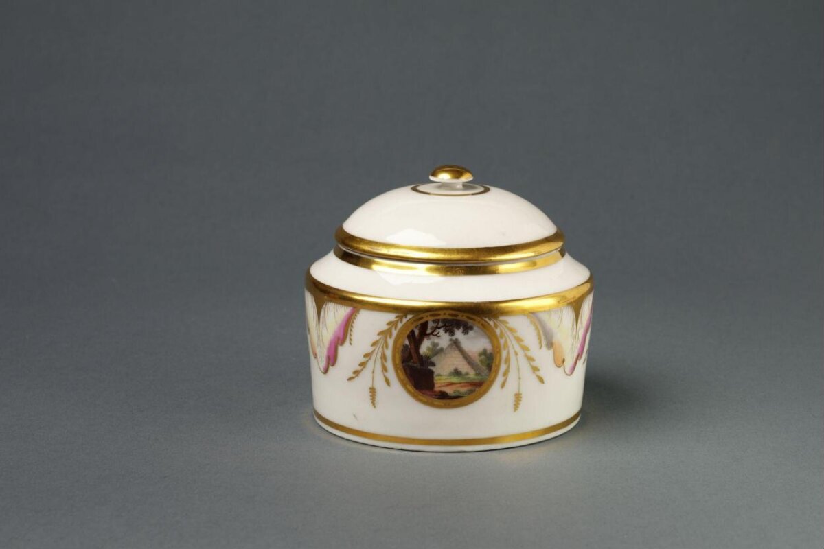 Gilded Painted Porcelain Lidded Jar