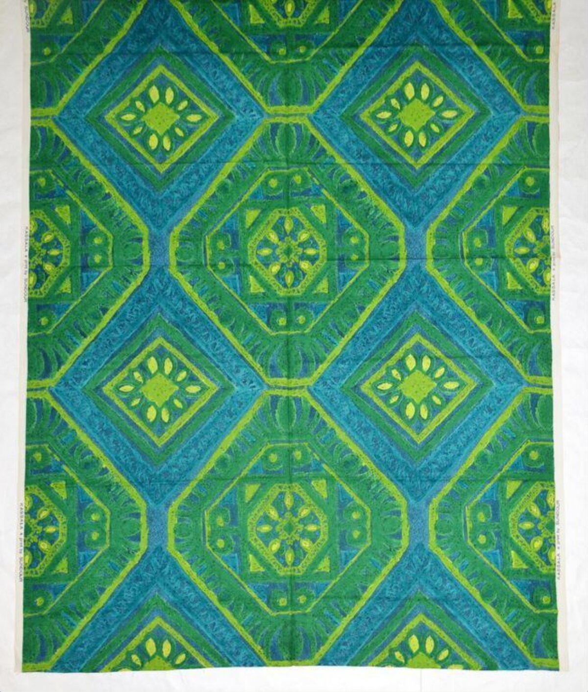 Vintage Blue Green Geometric Patterned Fabric
