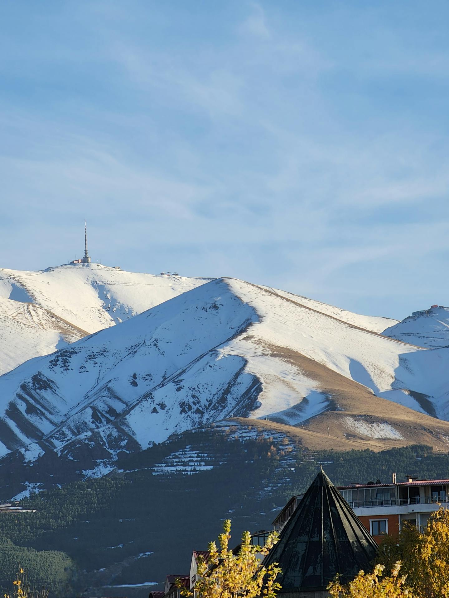 Snow Capped Mountain Town View