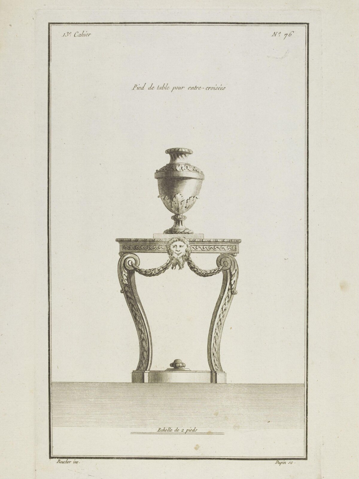 Antique Table Design Engraving