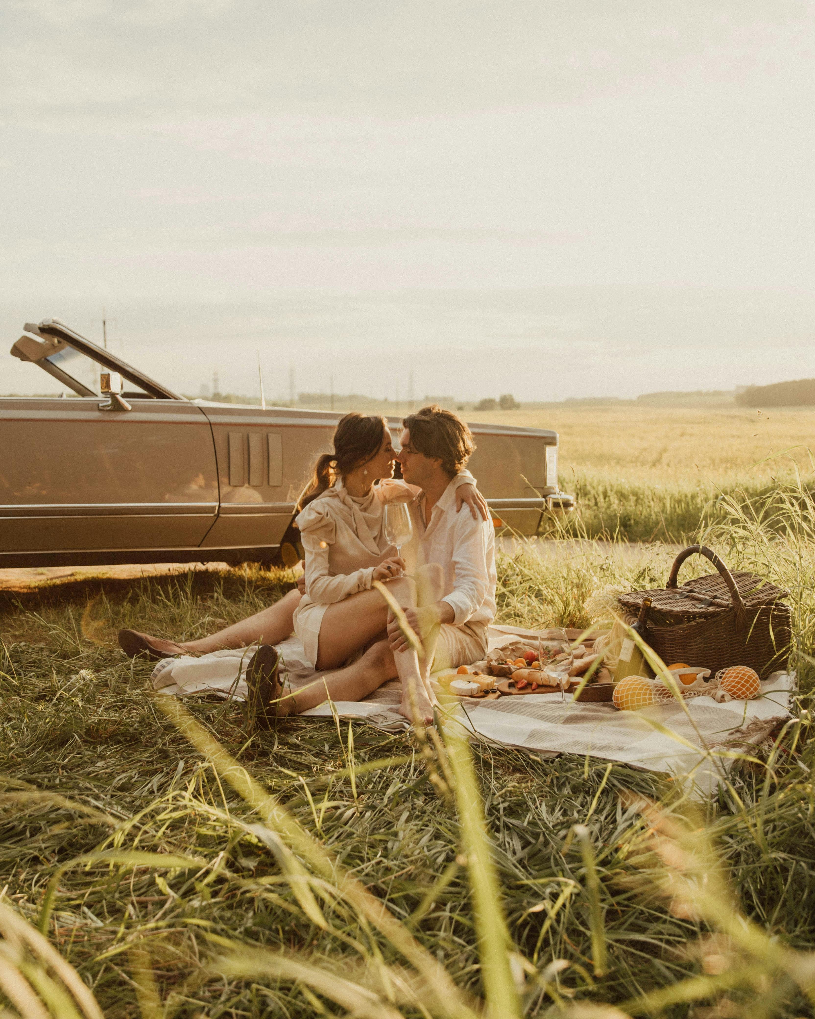 Couple's Romantic Picnic by Vintage Convertible